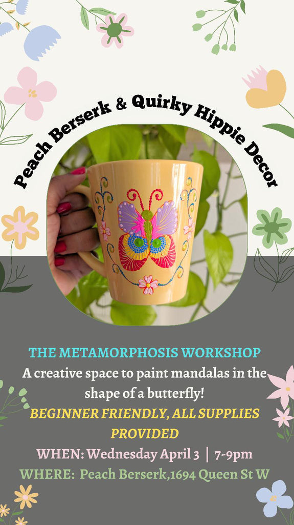 Metamorphosis Workshop: Paint a Butterfly Mug using dot mandala patterns!
