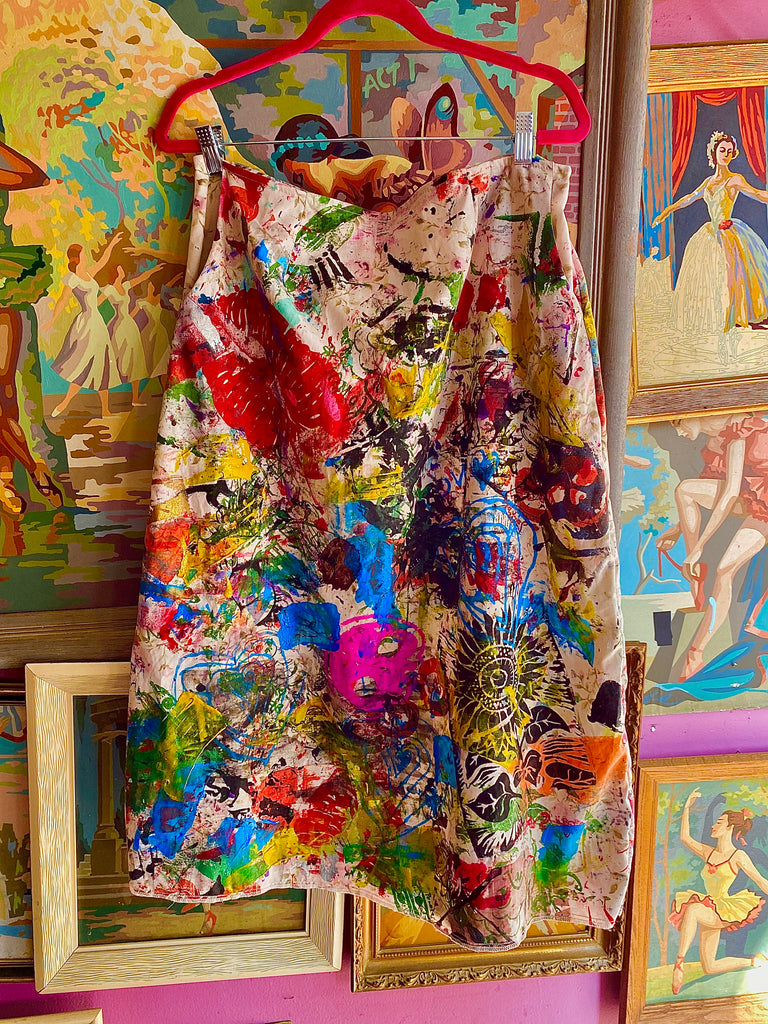 Sunflower SPLaSH Party Upcycled Drop Cloth Skirt !!