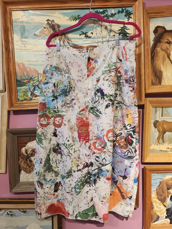Cherry Tomatoes'plosion upcycled Drop Cloth Skirt 🍅