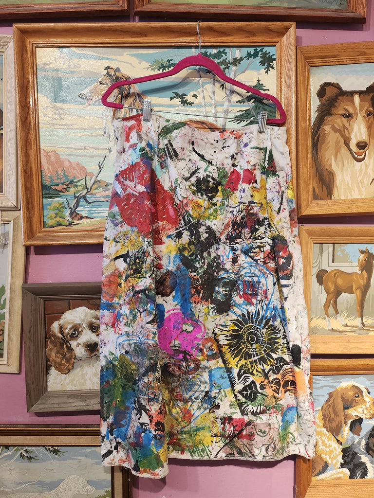 Cherry Tomatoes'plosion upcycled Drop Cloth Skirt 🍅