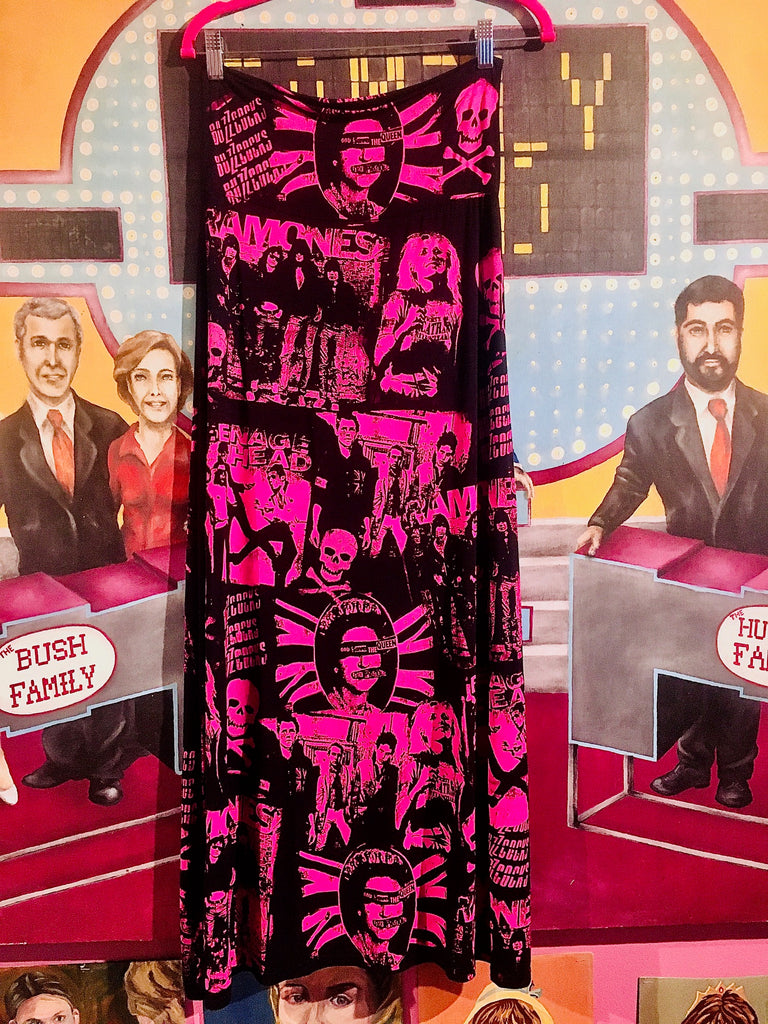 Groovy Punk Rock Long Skirt with Fabulous Hot Pink Ink <3
